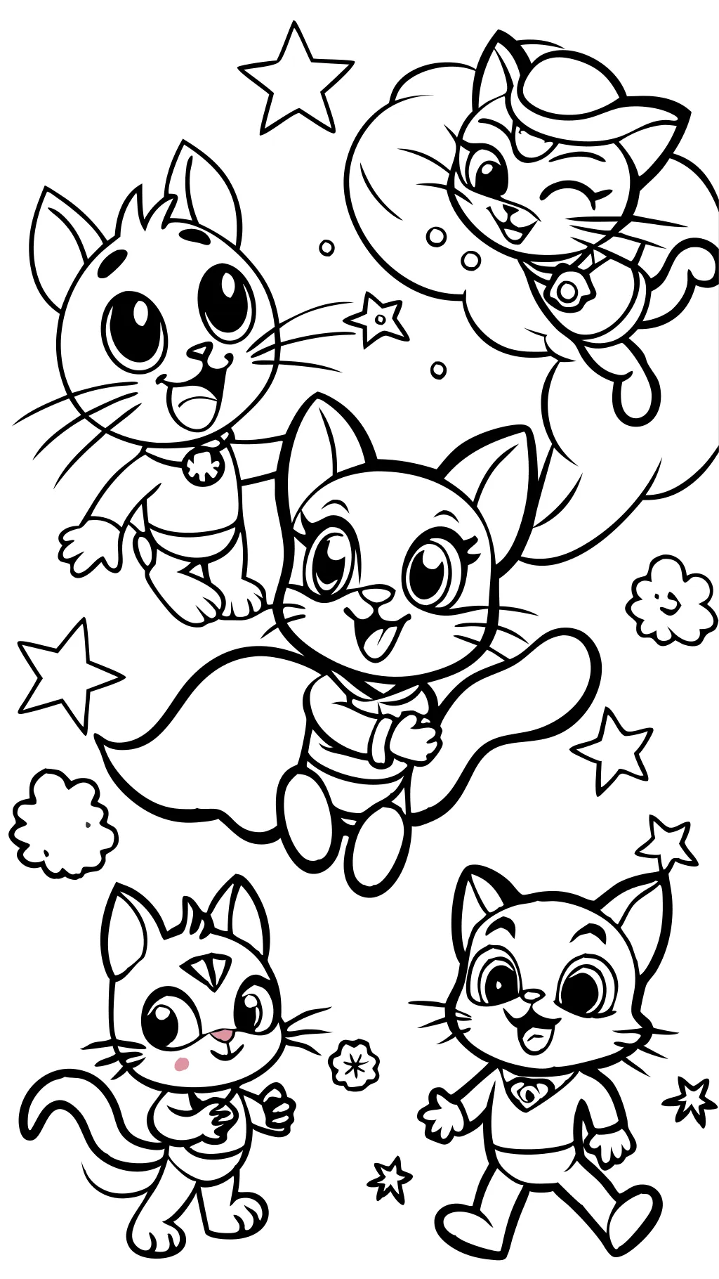 Páginas para colorear de Disney Junior Super Kitties